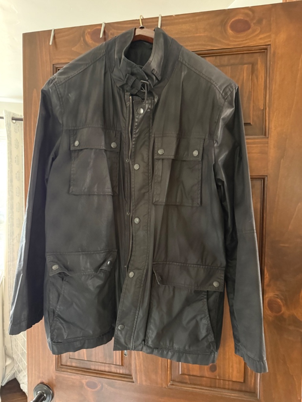 John Varvatos Men's Black Lightweight Full Zip Biker/Field Jacket | Size Large
